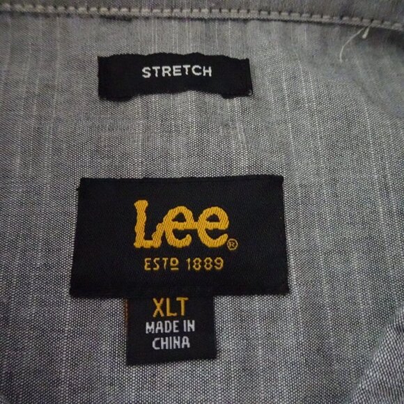 Lee Button Front Shirt Tall Men's Size XLT Gray Long Sleeve Stretch - Picture 6 of 9